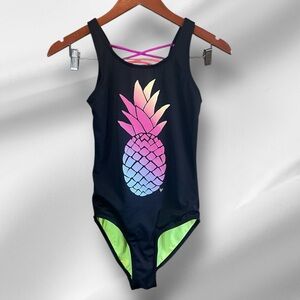 Justice UV Color Changing Pineapple One Piece Swimsuit / Girls Size 16